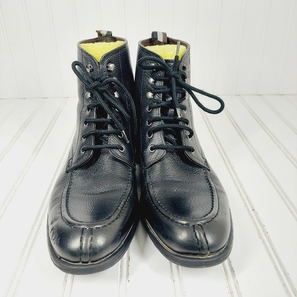 Black Brown 1826 Henry Bartlett Black Leather Lace Up Ankle Casual Boots A 43 - Picture 3 of 13